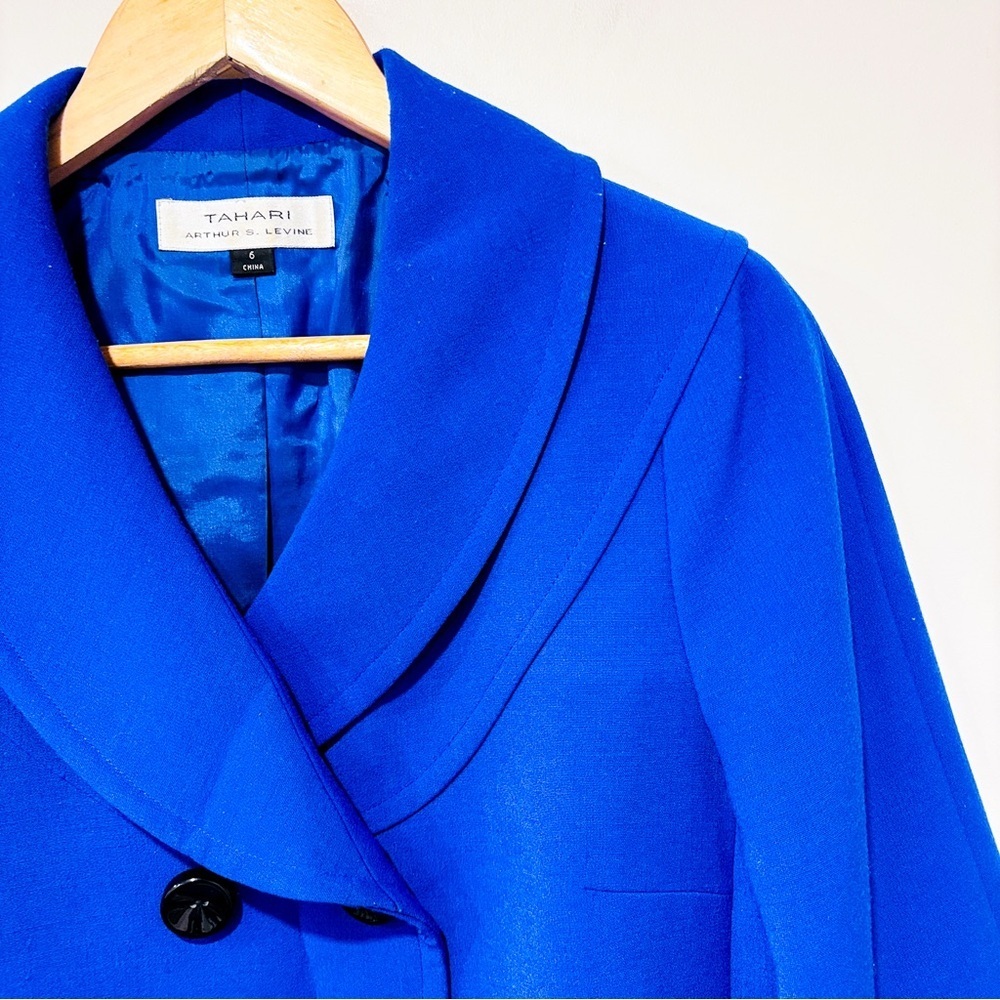 TAHARI ASL Indigo Cropped Blazer Double Breasted Jacket‎ Size 6 - Picture 2 of 10